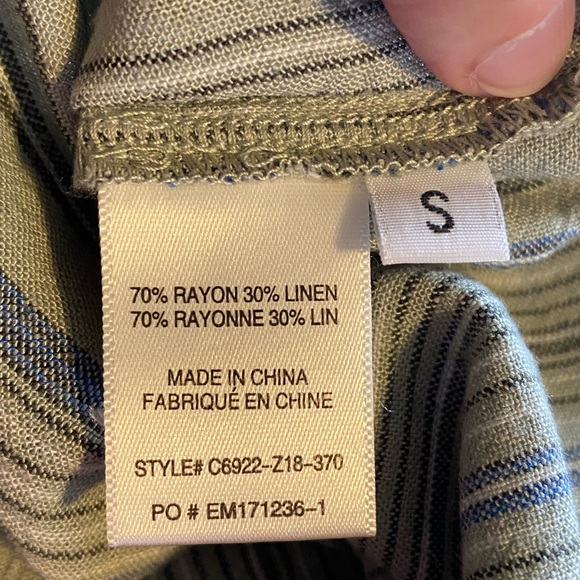 Cloth & Stone Women’s Linen Blend Shift Dress Green Striped Size S - Picture 5 of 7